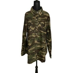 Camouflage Long Women Shirt Jacket